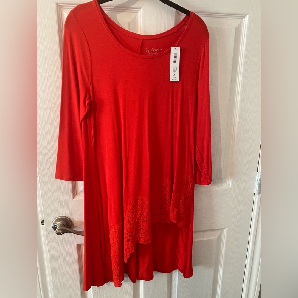 Chico’s Orange Lace Hem Top